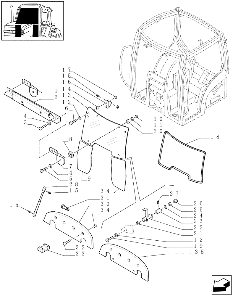 Схема запчастей Case IH MXU130 - (1.92.3) - HINGED WINDSHIELD (10) - OPERATORS PLATFORM/CAB