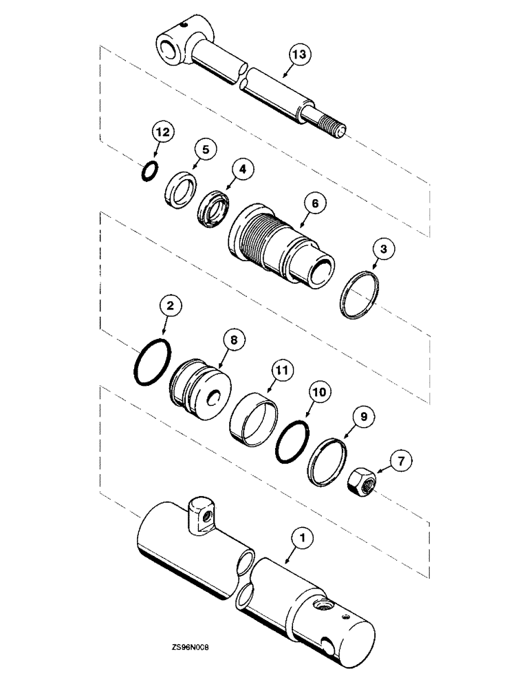 Схема запчастей Case IH 2350 - (3-52) - BUCKET CYLINDER, 2-1/2 INCH BORE X 22-3/8 INCH STROKE 