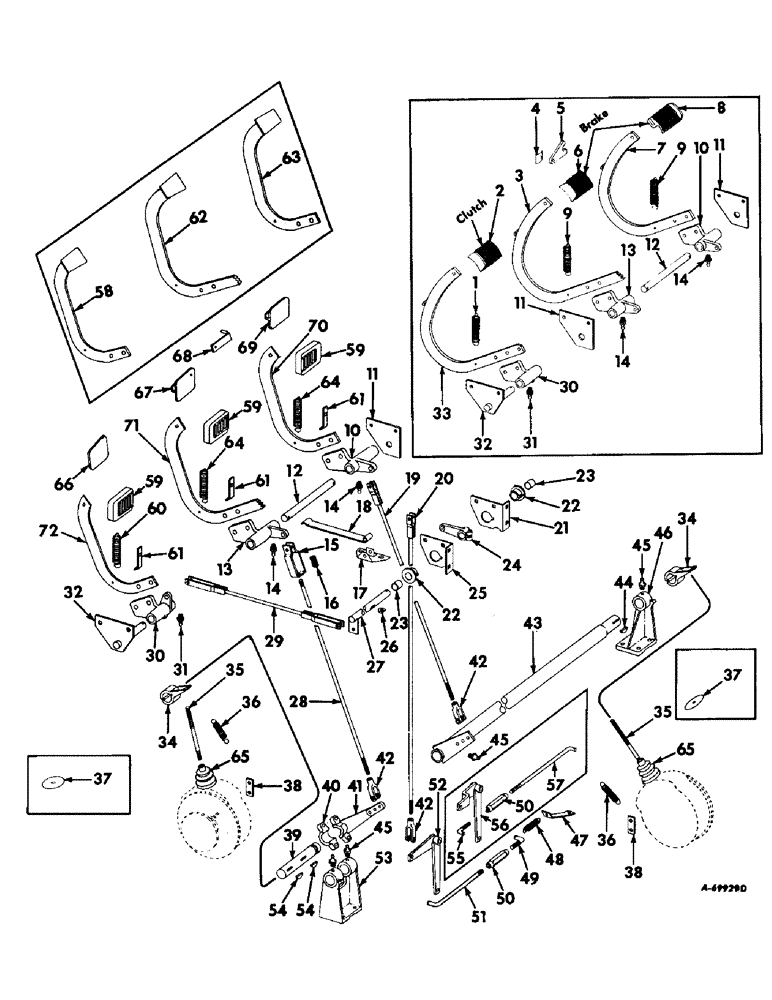 Схема запчастей Case IH 403 - (120) - WHEEL BRAKE AND CLUTCH ARM, PEDAL AND CONTROLS (33) - BRAKES & CONTROLS