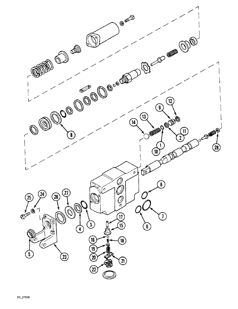 Схема запчастей Case IH 3220 - (8-036) - REMOTE AUXILIARY VALVE ASSEMBLY, WITH ONE OR TWO CHECK VALVES (08) - HYDRAULICS