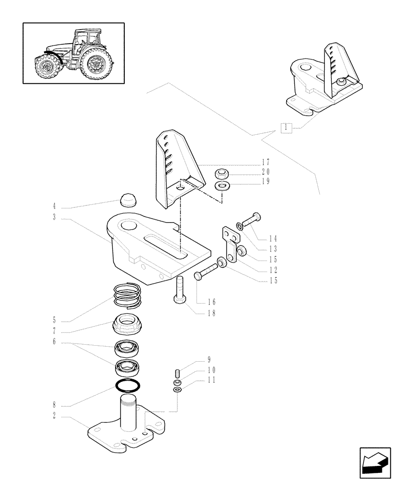 Схема запчастей Case IH JX1080U - (1.43.0/06[01A]) - (VAR.486) DYNAMIC WIDE FRONT FENDERS (4WD) - CL.1 FRONT AXLE - SUPPORTS - ARMS - D4946 - C5408 (04) - FRONT AXLE & STEERING