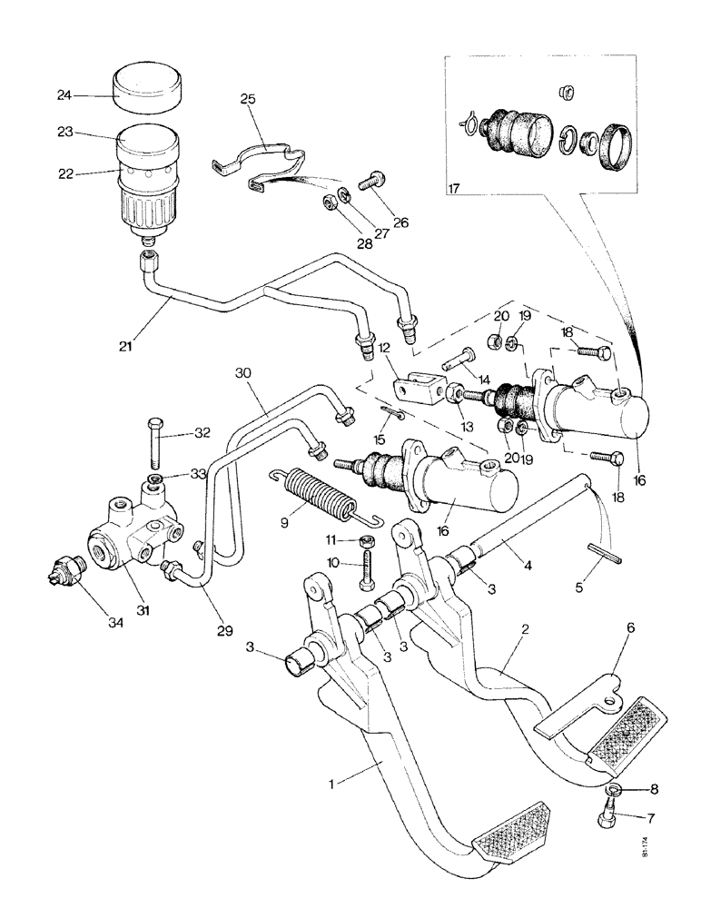 Схема запчастей Case IH 1490 - (J05-1) - BRAKE PEDALS, MASTER CYLINDERS AND BALANCE VALVE, LOW PROFILE, P.I.N. 11182354 AND AFTER (5.1) - BRAKES