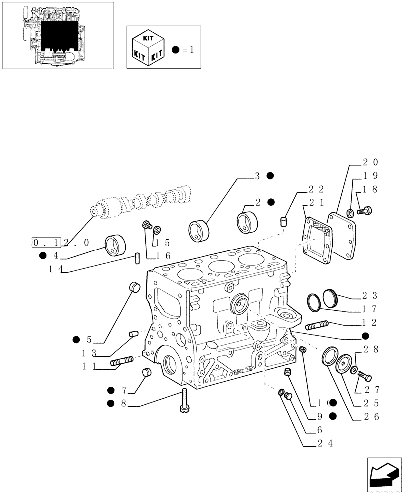 Схема запчастей Case IH JX1060C - (0.04.0) - BLOCK ASSEMBLY (01) - ENGINE