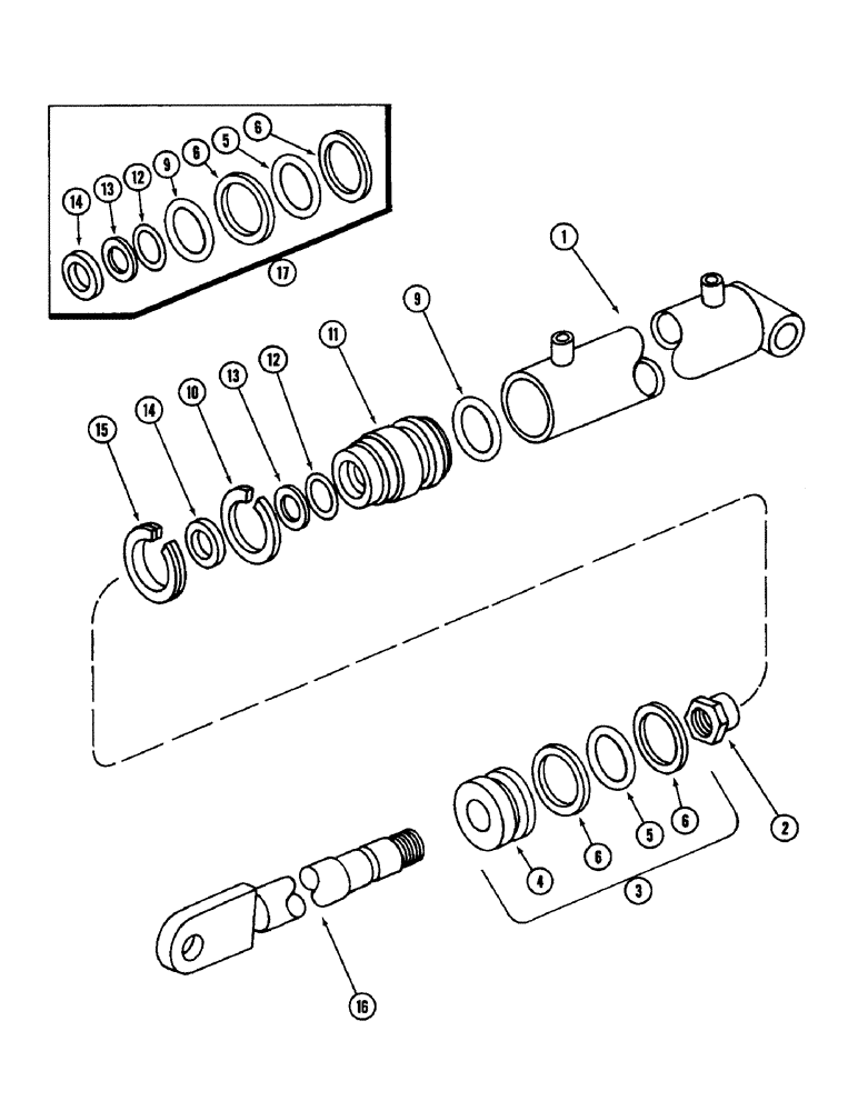 Схема запчастей Case IH 3440 - (20) - TWINE TUBE HYDRAULIC CYLINDER, 1-1/2 INCH (38 MM) BORE X 8" (203MM) STROKE 