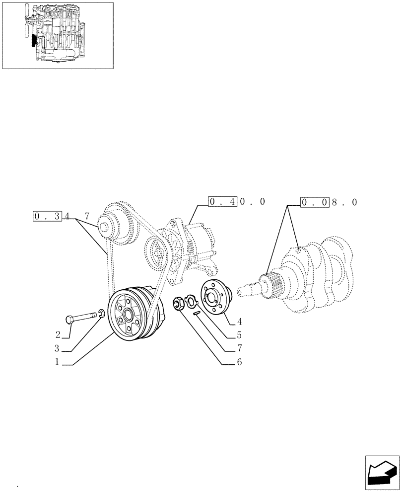 Схема запчастей Case IH JX90 - (0.08.4/01) - CRANKSHAFT PULLEY AND HUB (01) - ENGINE