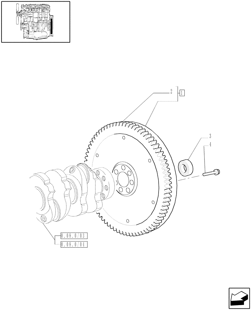 Схема запчастей Case IH JX90 - (0.08.3/03) - (VAR.319-747) TTF ENGINE TIER2 - FLYWHEEL (01) - ENGINE