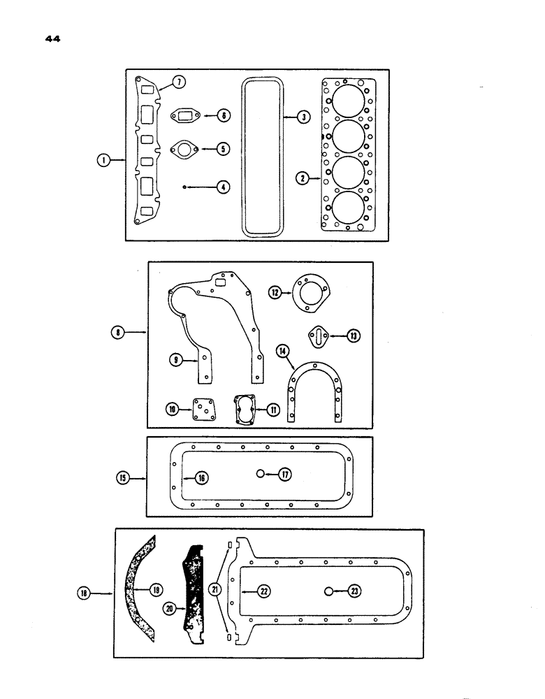 Схема запчастей Case IH 530 - (044) - ENGINE GASKET KITS, PRIOR TO S/N 8262800, 530 MODELS, 159 SPARK IGNITION ENGINE (02) - ENGINE