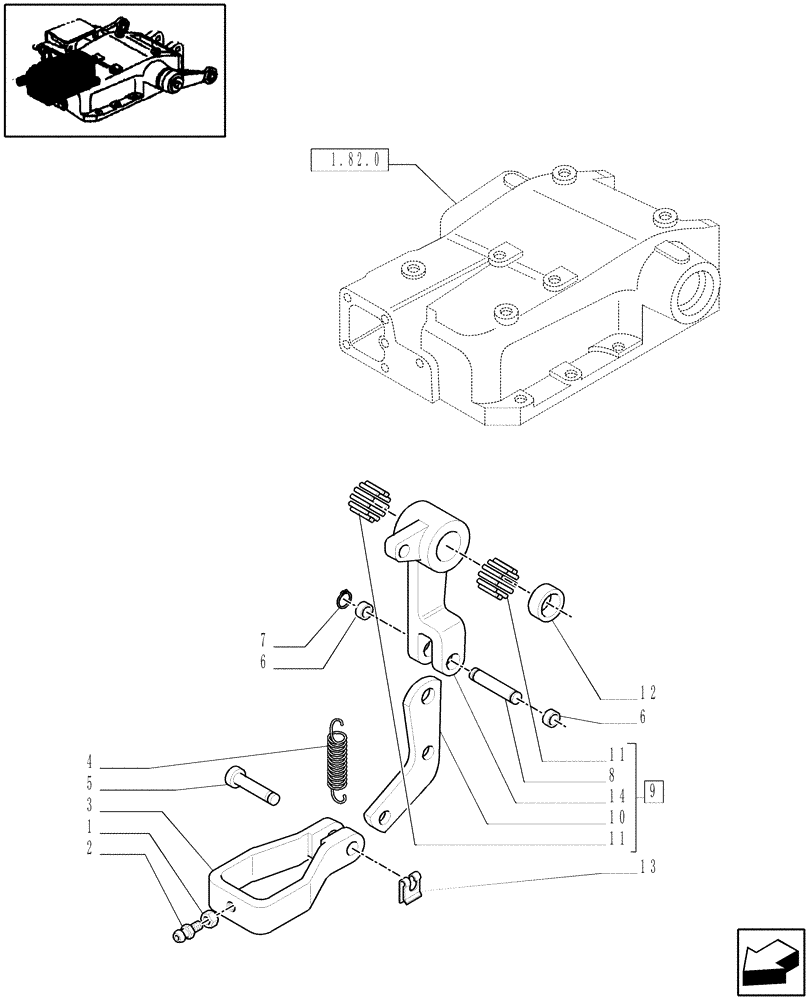 Схема запчастей Case IH JX70 - (1.82.5[05]) - LIFT CONTROLS - TIE-ROD AND LEVER (07) - HYDRAULIC SYSTEM