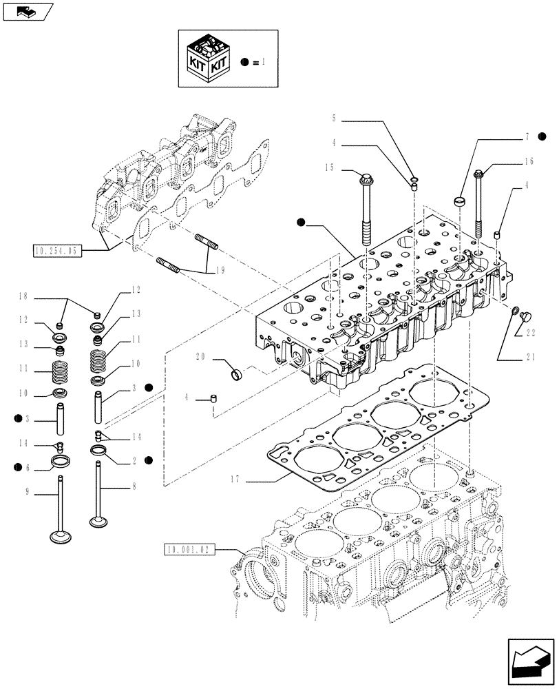 Схема запчастей Case IH F5AE5484A A002 - (10.101.01) - CYLINDER HEAD & RELATED PARTS (5801371520) (10) - ENGINE