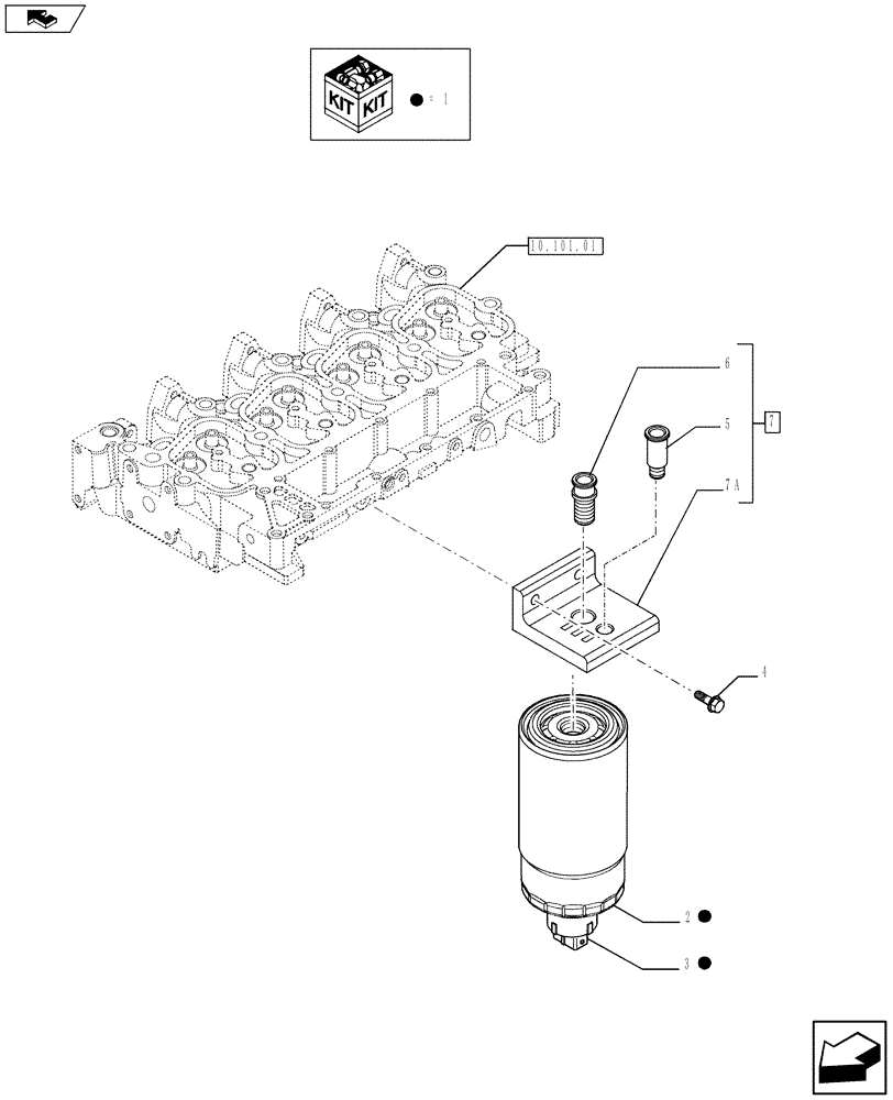 Схема запчастей Case IH F4CE9484L J603 - (10.206.01) - FUEL FILTER (2853925) (10) - ENGINE