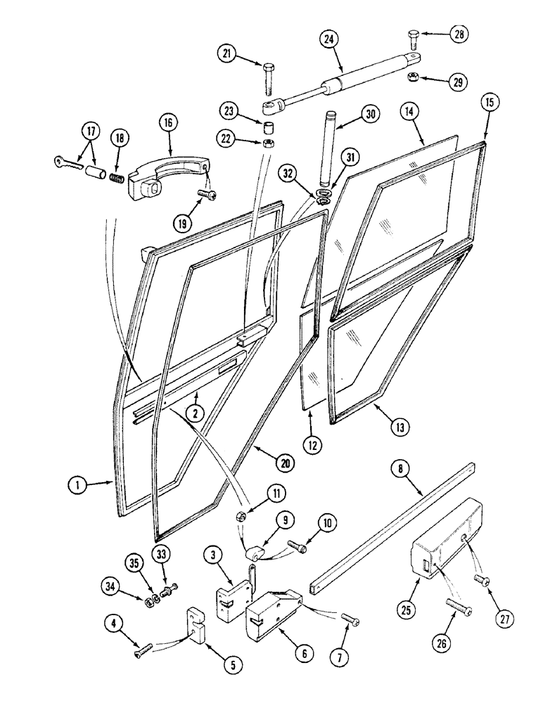 Схема запчастей Case IH 1494 - (9-454) - CAB DOOR, RIGHT HAND, TRACTORS WITH CAB (09) - CHASSIS/ATTACHMENTS