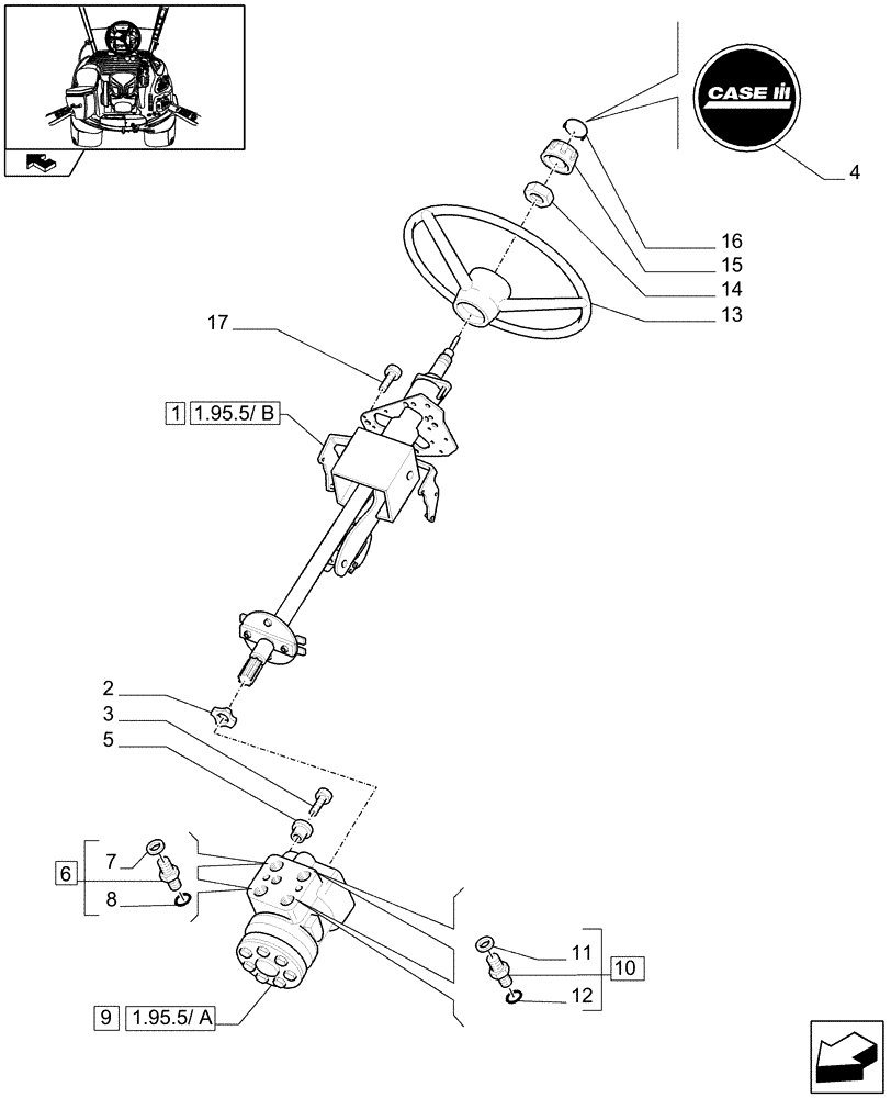 Схема запчастей Case IH MAXXUM 110 - (1.95.5[01]) - HYDROSTATIC STEERING WHEEL AND STEERING COLUMN (10) - OPERATORS PLATFORM/CAB