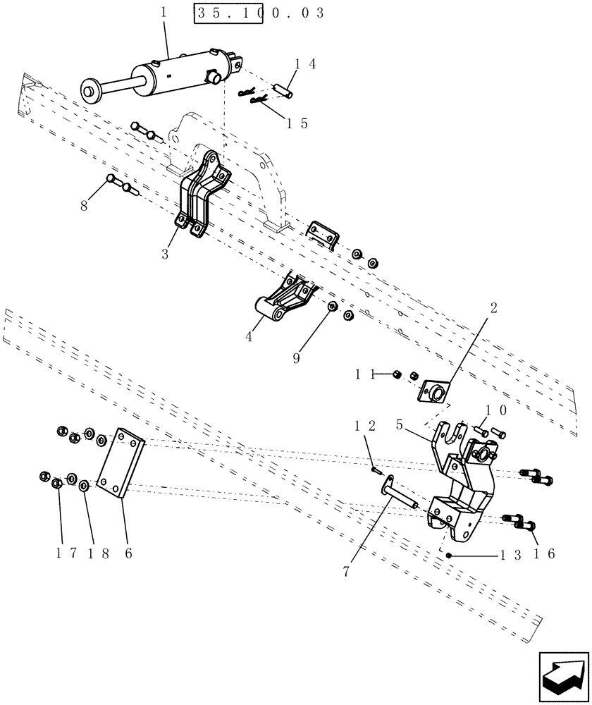 Схема запчастей Case IH 30 - (35.100.04) - SUBBAR CYLINDER MOUNT ASSEMBLY (35) - HYDRAULIC SYSTEMS