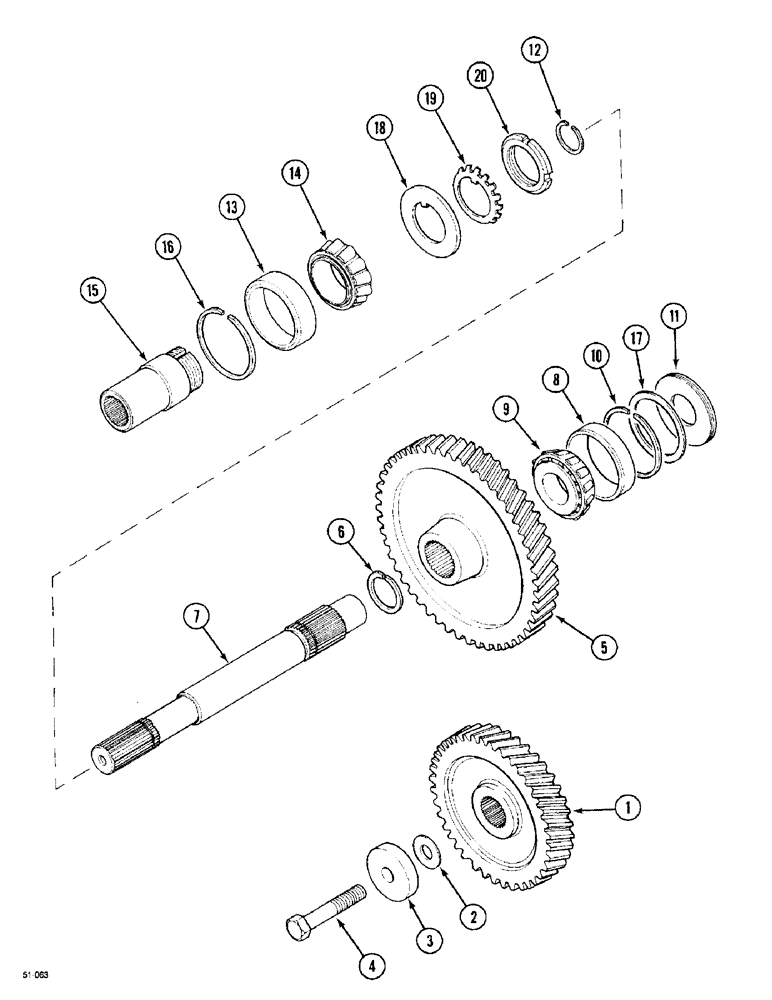 Схема запчастей Case IH 5150 - (6-028) - TRANSMISSION - MAIN SHAFT, 30 KM/H, WITHOUT CREEP SPEED (06) - POWER TRAIN