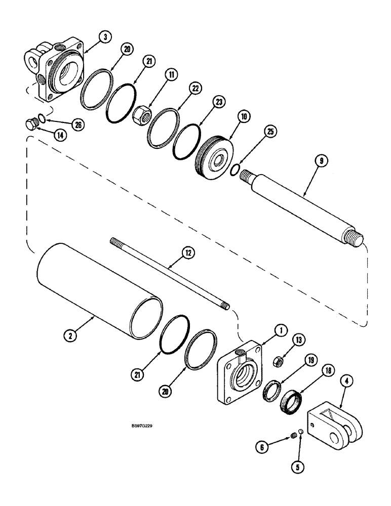 Схема запчастей Case IH 900 - (8-098) - WING FRAME LIFT HYDRAULIC CYLINDER, CYCLO AIR HORIZONTAL FOLDING, ALL ROW SIZES (08) - HYDRAULICS