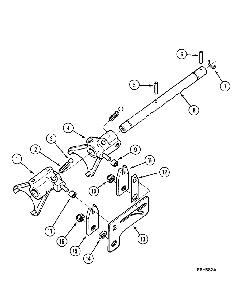 Схема запчастей Case IH 685 - (6-424) - GEAR SHIFT MECHANISM - RANGE TRANSMISSION (06) - POWER TRAIN