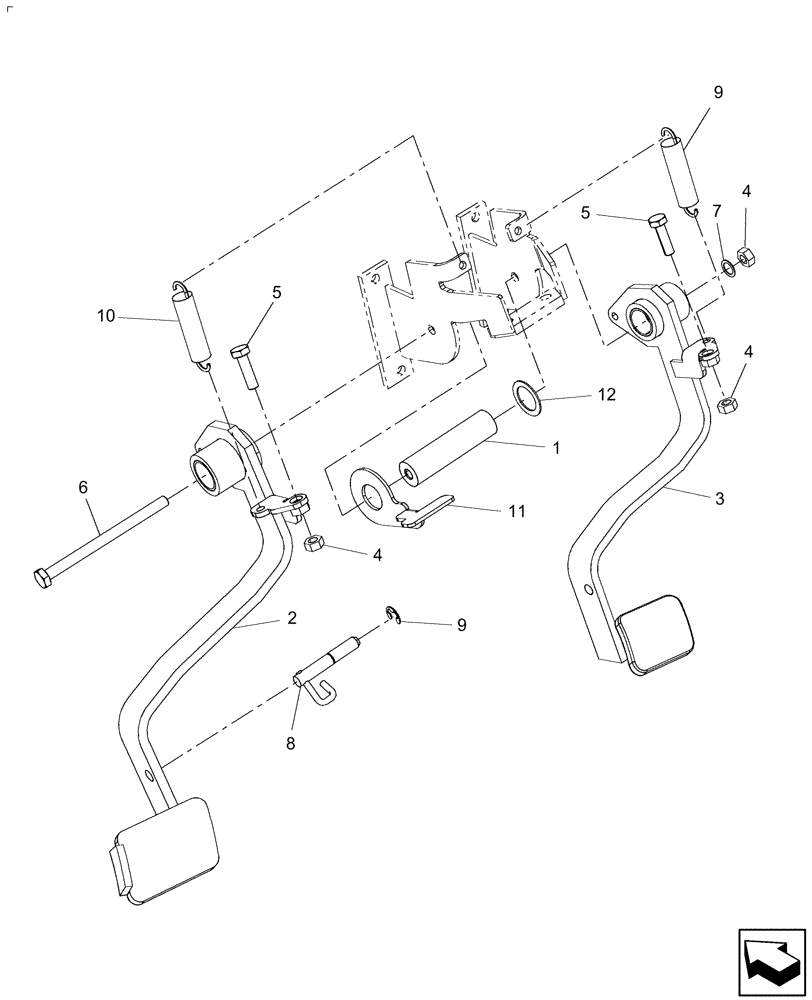 Схема запчастей Case IH FARMALL 45 - (03.03) - BRAKE PEDALS, HST (03) - TRANSMISSION