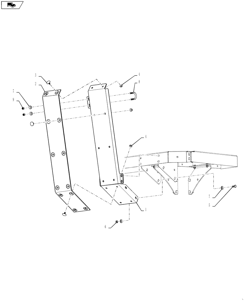 Схема запчастей Case IH 4420 - (04-033) - WALKWAY PROTECTOR GROUP Suspension & Frame