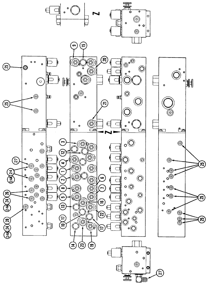 Схема запчастей Case IH 420 TIER 3 - (08-19) - HYDRAULIC MANIFOLD VALVE - UNITS WITHOUT ROCKSHAFT KICKBACK (07) - HYDRAULICS