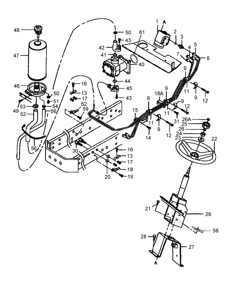 Схема запчастей Case IH FARMALL 60 - (04.02) - STEERING COLUMN, GEARBOX & PIPING (04) - FRONT AXLE & STEERING