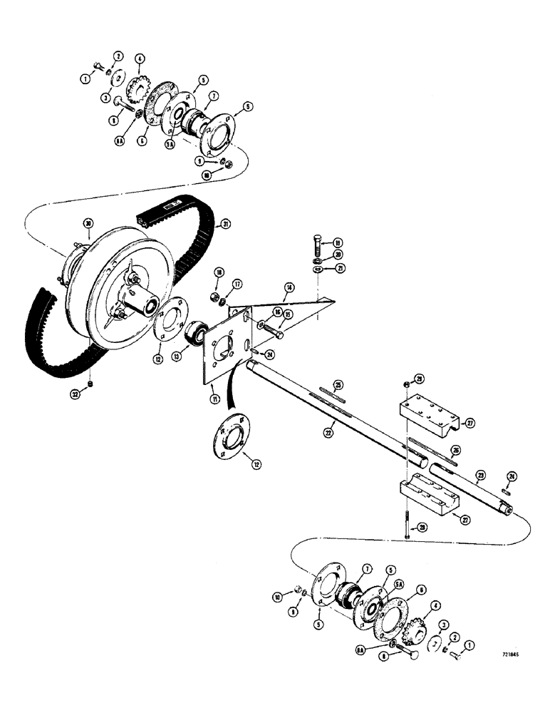 Схема запчастей Case IH 1530 - (035A) - JACKSHAFT & BEARINGS MODELS W/O BRAKES, S/N 9818936 & AFTER MODELS W/ BRAKES, S/N 9818849 & AFTER (06) - POWER TRAIN