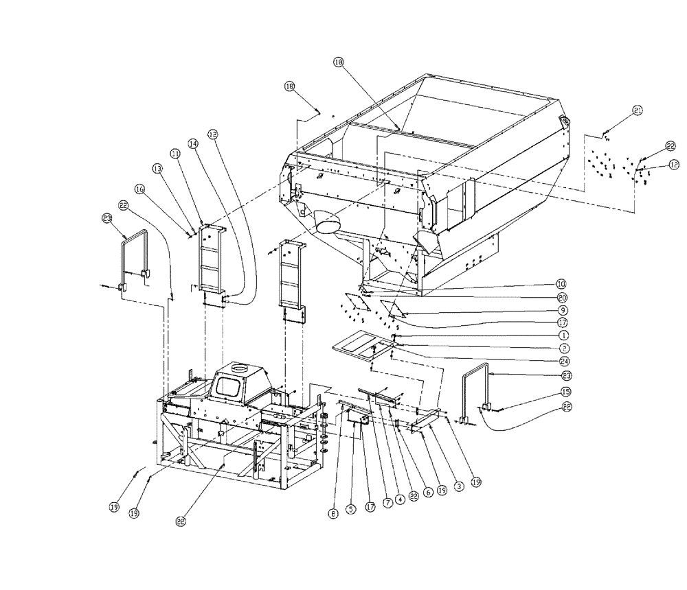 Схема запчастей Case IH 438 - (02-001) - SINGLE BIN GROUP Bin Group