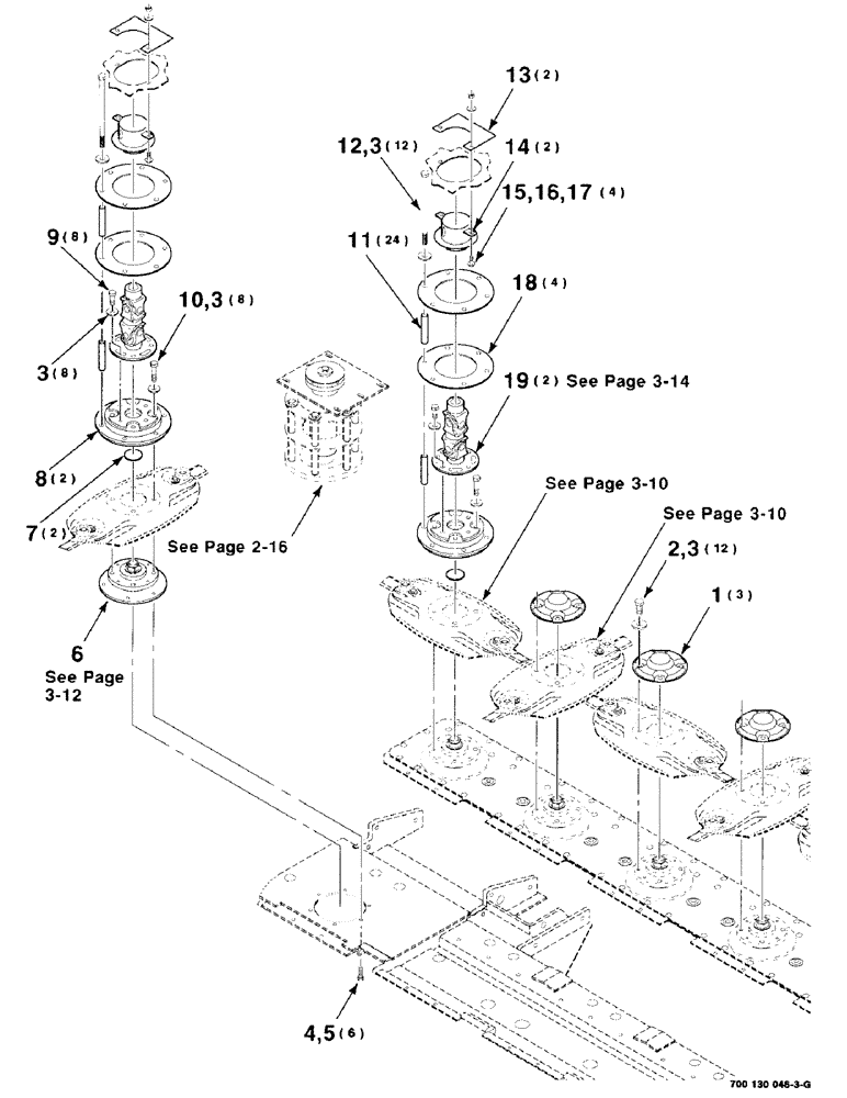 Схема запчастей Case IH 8850 - (3-08) - CUTTER DISC ASSEMBLY, RIGHT (58) - ATTACHMENTS/HEADERS