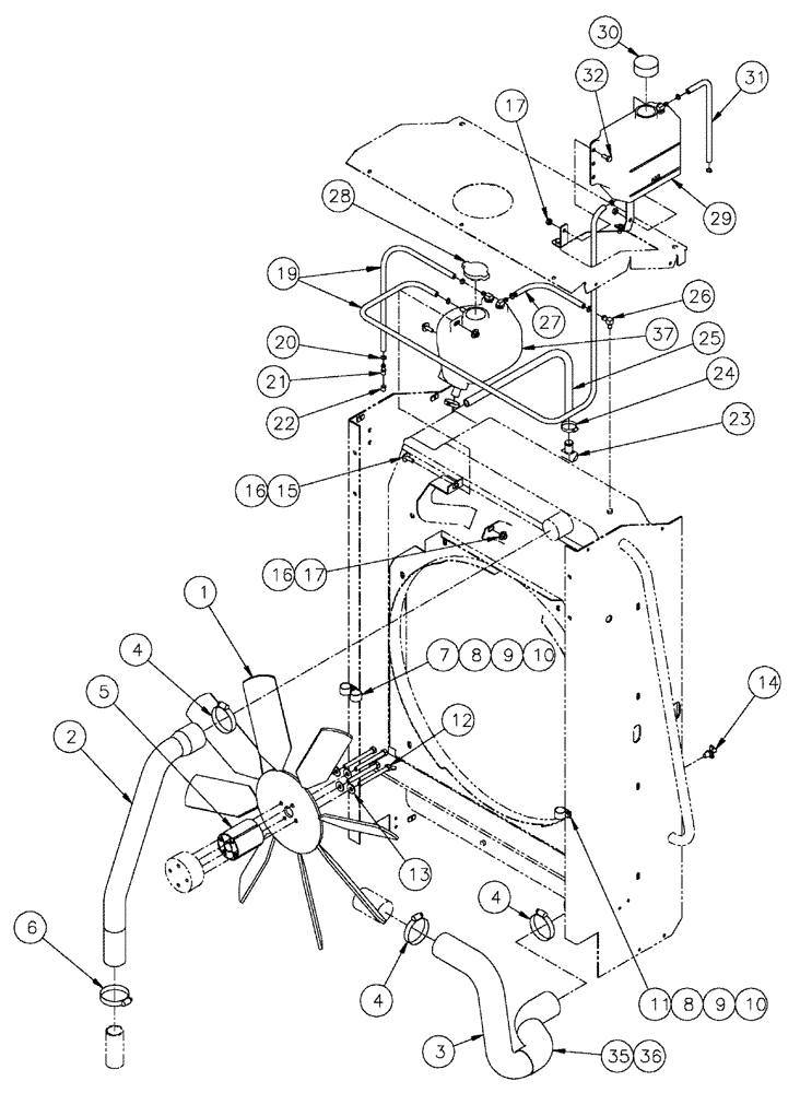 Схема запчастей Case IH SPX3200 - (03-043) - RADIATOR COMPONENTS GROUP (01) - ENGINE