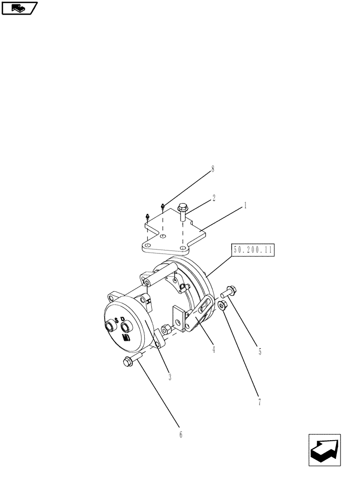 Схема запчастей Case IH MAGNUM 180 - (50.200.09) - AIR CONDITIONING, COMPRESSOR MOUNTING (50) - CAB CLIMATE CONTROL