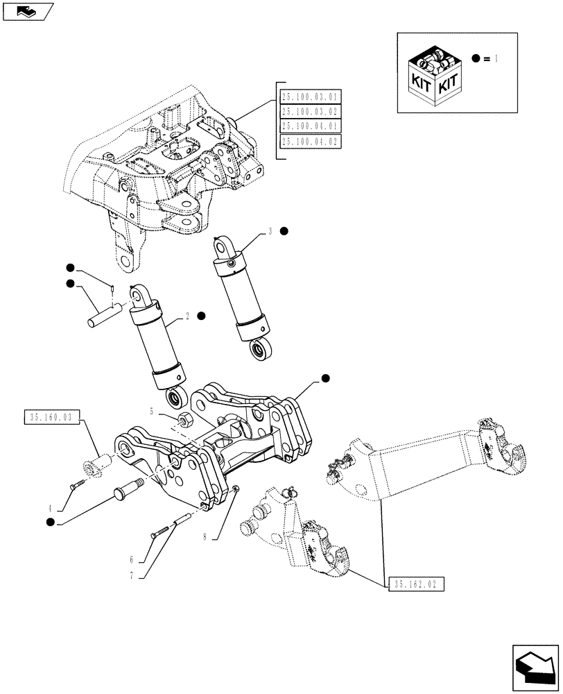 Схема запчастей Case IH PUMA 145 - (35.162.01) - VAR - 333648, 334648, 335648, 336831, 337831 - FRONT HPL - CYLINDERS AND SUPPORT (35) - HYDRAULIC SYSTEMS