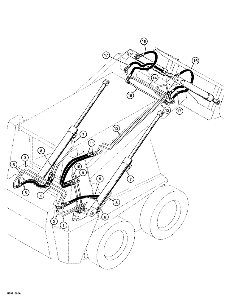 Схема запчастей Case IH 1838 - (1-10) - PICTORIAL INDEX LOADER LIFT & BUCKET HYDRAULICS USED ON MODELS W/OUT SELF-LEVELING (00) - PICTORIAL INDEX