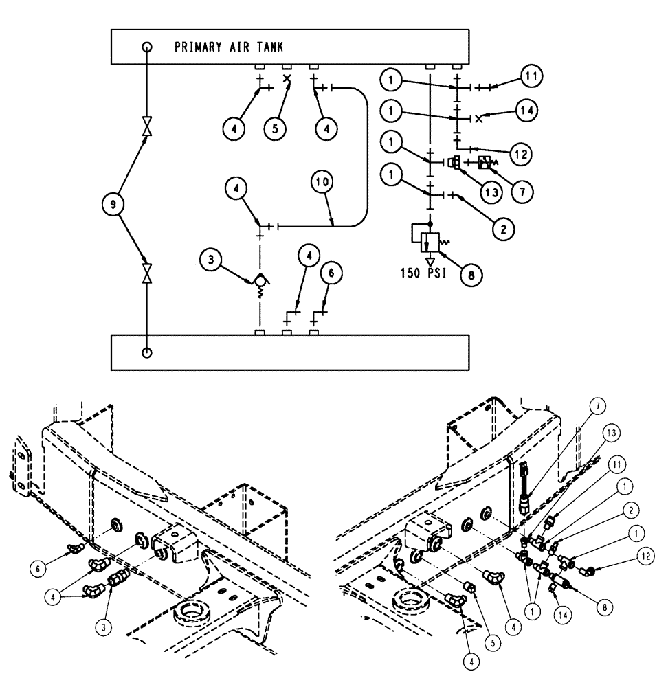 Схема запчастей Case IH FLX4510 - (07-007) - FITTING GROUP, AIR TANKS Pneumatics