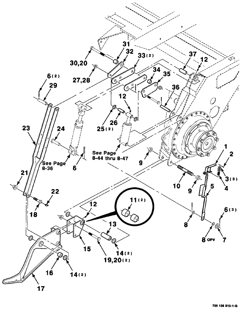 Схема запчастей Case IH 8880HP - (07-078) - LIFT ARM AND FLOTATION ASSEMBLIES - LEFT (58) - ATTACHMENTS/HEADERS