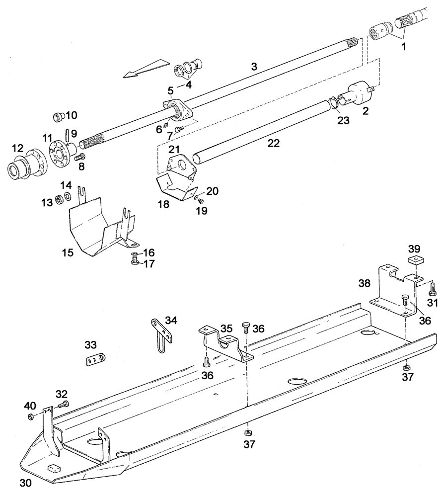 Схема запчастей Case IH C55 - (05-16[01]) - DRIVE SHAFT AND SHIELD - M.F.D. (05) - STEERING