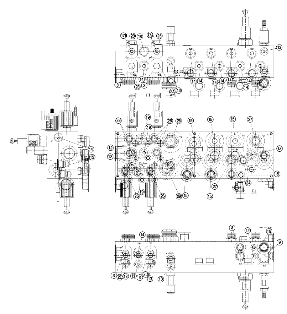 Схема запчастей Case IH FLX810 - (07-012[02]) - VALVE BLOCK , DOUBLE BIN W/O AUGER Hydraulic Components