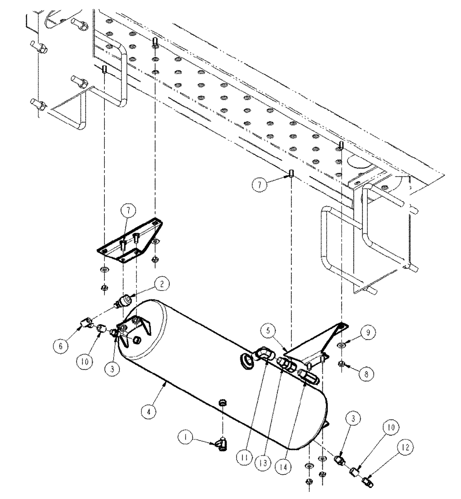 Схема запчастей Case IH SPX4260 - (04-033) - AIR COMPRESSOR TANK GROUP Suspension & Frame