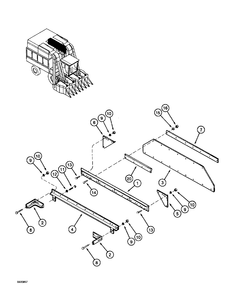 Схема запчастей Case IH 2044 - (9D-28) - BASKET SIDE, LEFT-HAND, EXCLUDING DOOR ASSEMBLY (16) - BASKET