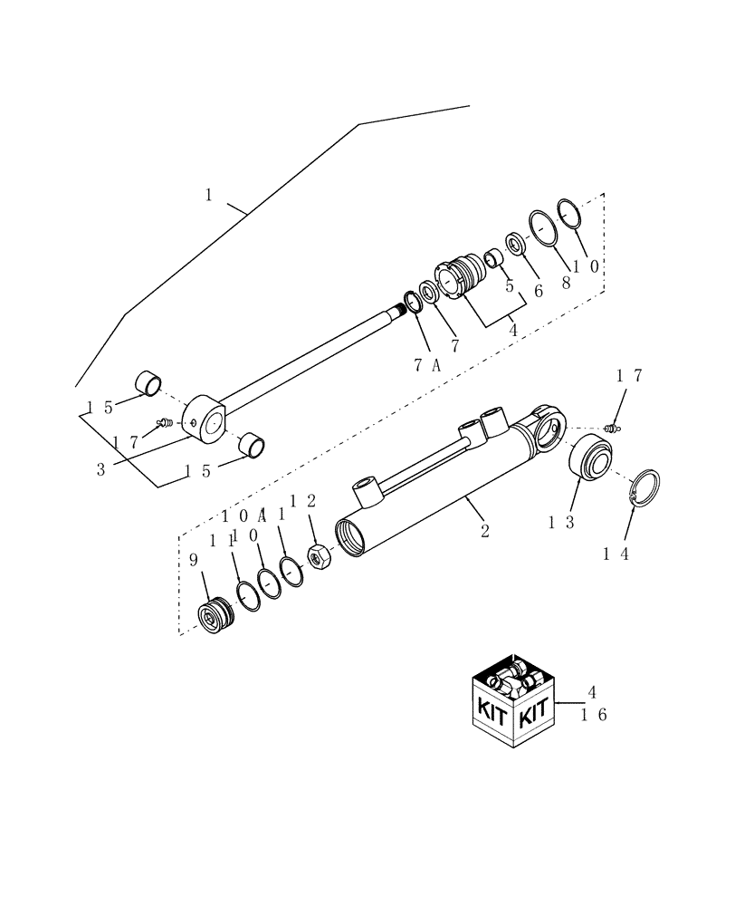 Схема запчастей Case IH D45 - (04.04.01) - POWER STEERING CYLINDER ASSEMBLY, W/2WD (04) - FRONT AXLE & STEERING