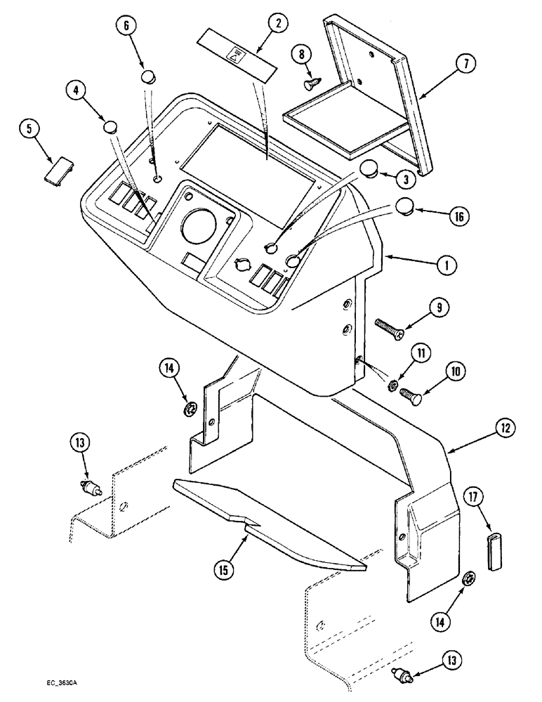 Схема запчастей Case IH 3220 - (9-014) - INSTRUMENT HOUSING, TRACTOR WITH CAB (09) - CHASSIS/ATTACHMENTS