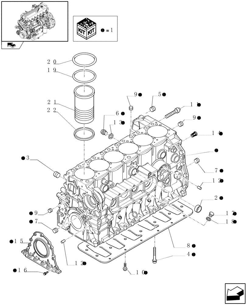 Схема запчастей Case IH F2CE9684P E007 - (0.04.0) - CYLINDER BLOCK & RELATED PARTS (504128790 - 504311100) 