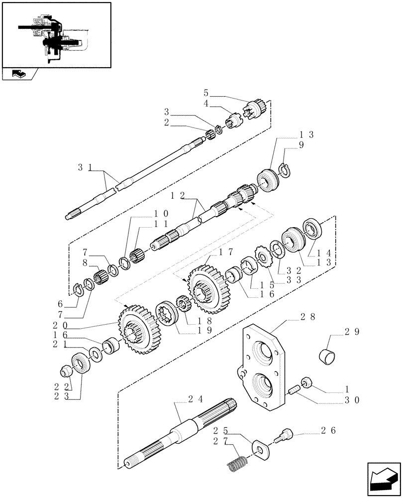 Схема запчастей Case IH FARMALL 75C - (1.80.1/02[01]) - POWER TAKE-OFF (540-540E RPM) WITH GROUND SPEED - SHAFTS AND GEARS (VAR.330804-331804) (07) - HYDRAULIC SYSTEM