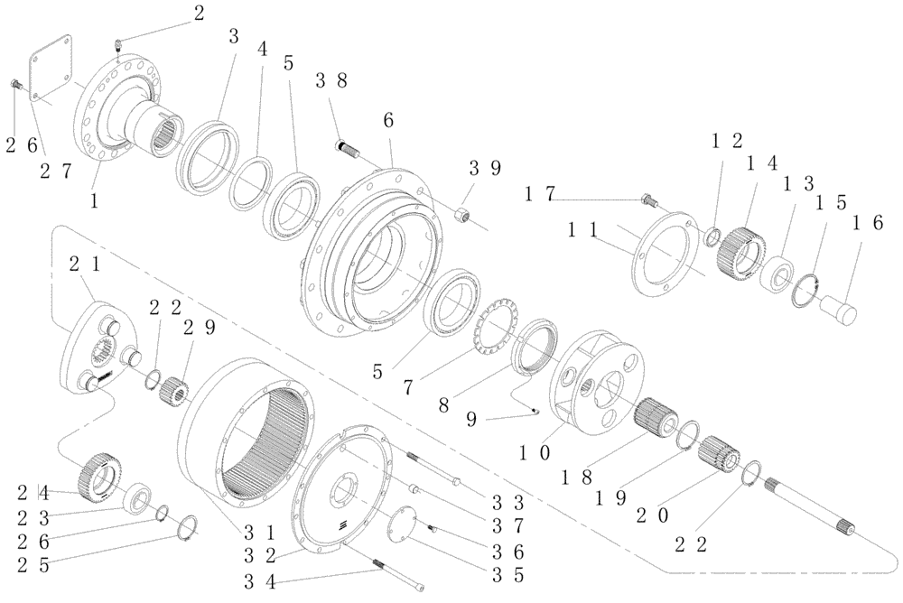 Схема запчастей Case IH A7700 - (A09.02[01]) - Epicyclic Hub, Wet Brake SER40-B {A7000} (04) - STEERING