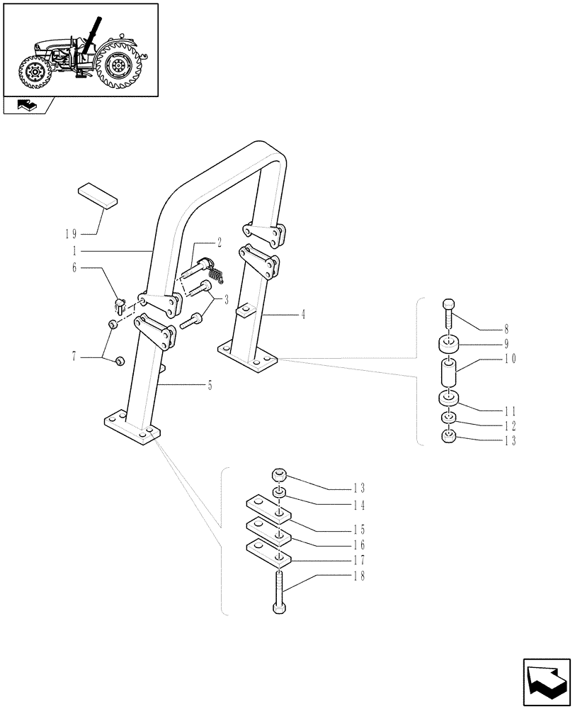 Схема запчастей Case IH FARMALL 105U - (1.87.7) - FOLDABLE ROPS - FRAME & FASTENERS - L/CAB (VAR.337101-338101-330861-333874) (08) - SHEET METAL