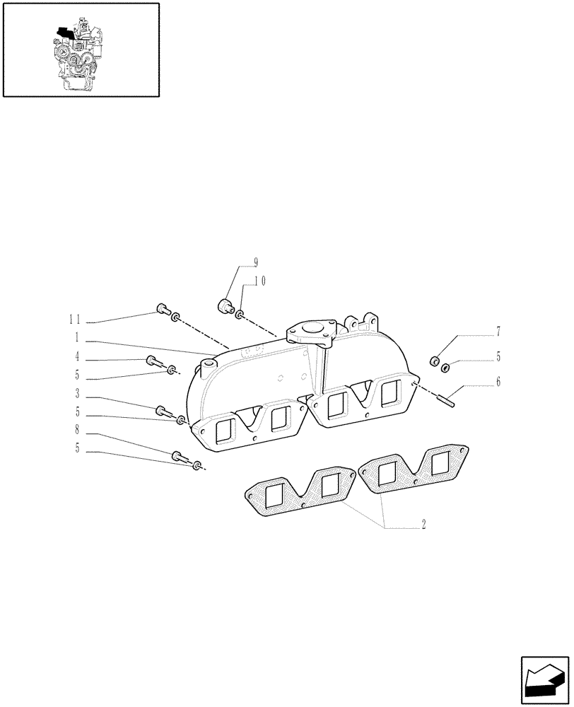 Схема запчастей Case IH JX80 - (0.07.1/05) - (VAR.319-747) TTF MOTOR TIER2 - INTAKE MANIFOLD (01) - ENGINE