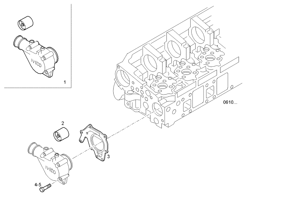 Схема запчастей Case IH F3AE0684K E904 - (3239.008) - HEAD WATER EXIT PIPE 