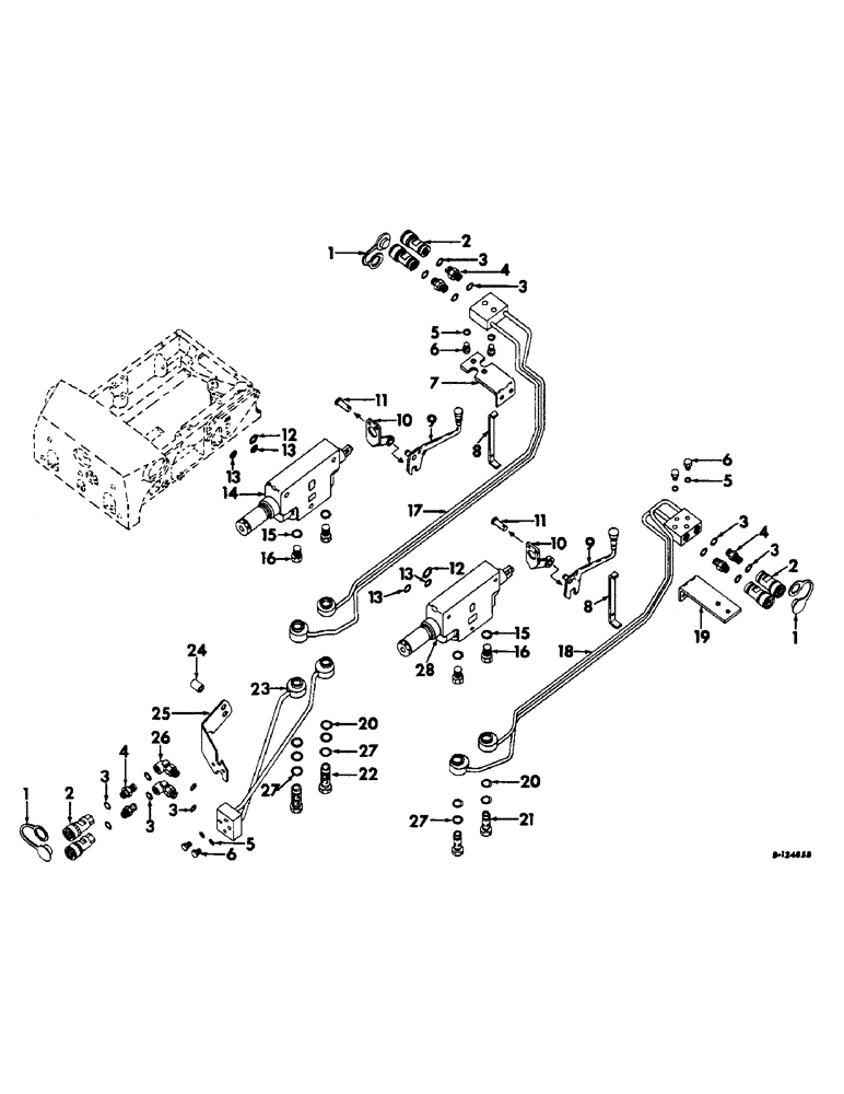 Схема запчастей Case IH 2404 - (120) - HYDRAULIC SYSTEM, AUXILIARY VALVES AND MANIFOLD TUBES (07) - HYDRAULIC SYSTEM