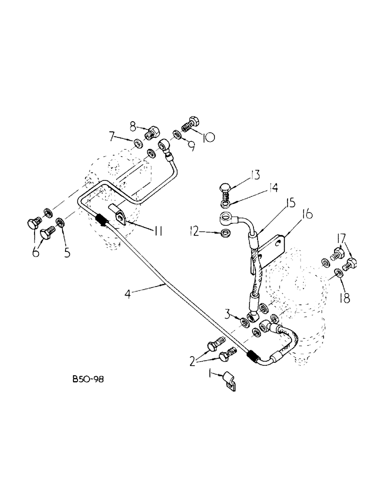 Схема запчастей Case IH 484 - (12-40) - POWER, FUEL FILTER CONNECTIONS, ENGINE SERIAL NO. 376419 AND BELOW Power