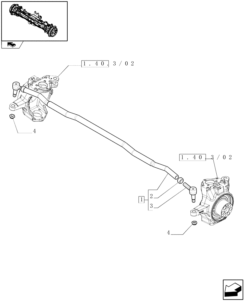 Схема запчастей Case IH PUMA 210 - (1.40.3/04) - (VAR.212) FRONT AXLE WITH ACTIVE SUSPENSIONS AND BRAKES - LINK (04) - FRONT AXLE & STEERING