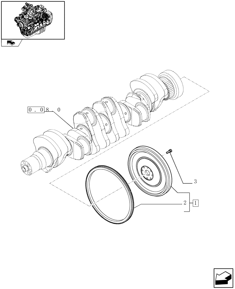 Схема запчастей Case IH F4GE9684R J600 - (0.08.3) - FLYWHEEL - ENGINE (504024611) 