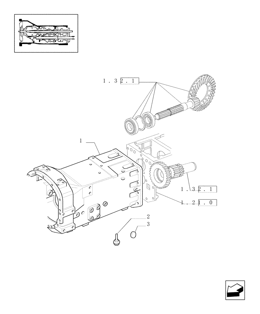 Схема запчастей Case IH JX80U - (1.21.0/02) - (VAR.271-272-274-276-296) (HI-LO) AND SYNCHRONIZED REVERSING GEAR - 30-40 KM/H - CLUTCH BOX (03) - TRANSMISSION